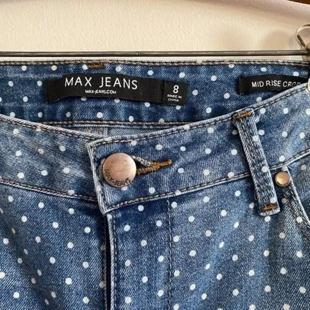 Max Jeans Mid Rise Crop White Polka Dots - Picture 5 of 9